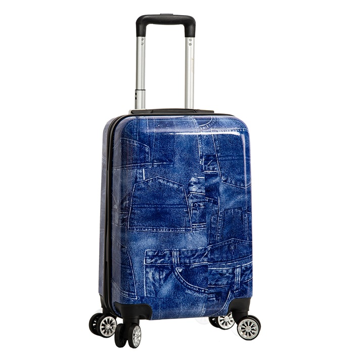 Куфар Madisson SW36820, за ръчен багаж, Поликарбонат, с 4 колела, 55 cm, Тъмносин