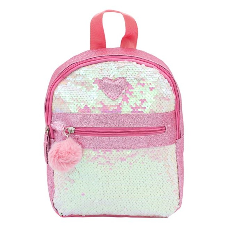 OEM Óvodai hátizsák, Rózsaszín modell kifordítható flitterekkel, állítható pántokkal, anatómiailag puha háttal, 20 x 9 x 25 cm
