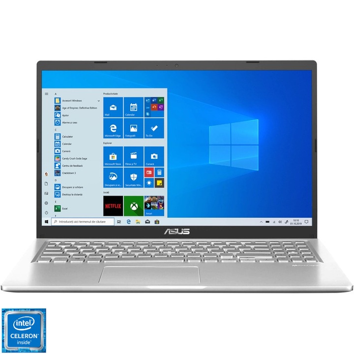 Laptop ASUS A516KA cu procesor Intel® Celeron® N4500 pana la 2.80 GHz, 15.6", Full HD, 12GB DDR4, 1TB SSD NVME, Intel® UHD Graphics, No OS, Transparent Silver