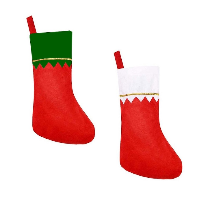 Комплект чорапи за Коледа, FreeBiz, Нетъкан материал, 36x23 см, Многоцветен, 2бр.