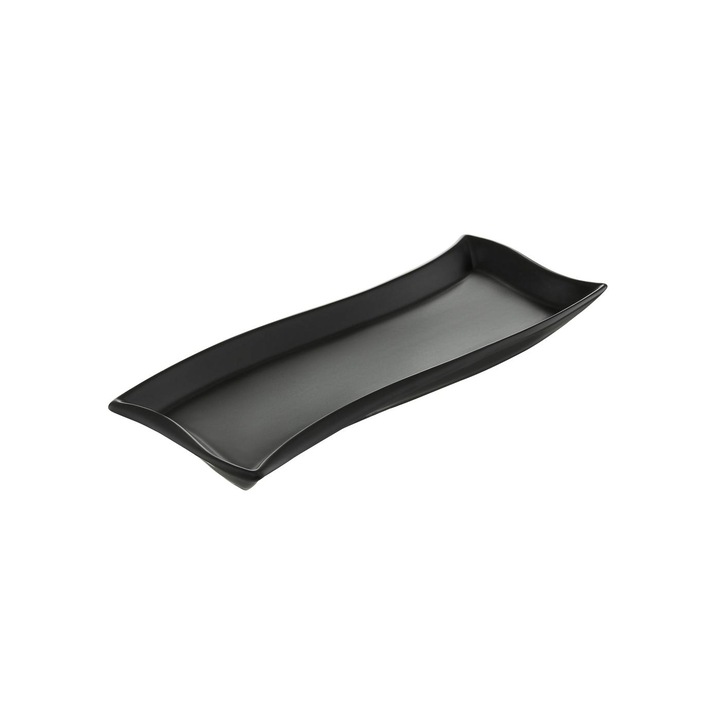Platou servire 30x10cm, portelan negru, Ambition Salsa