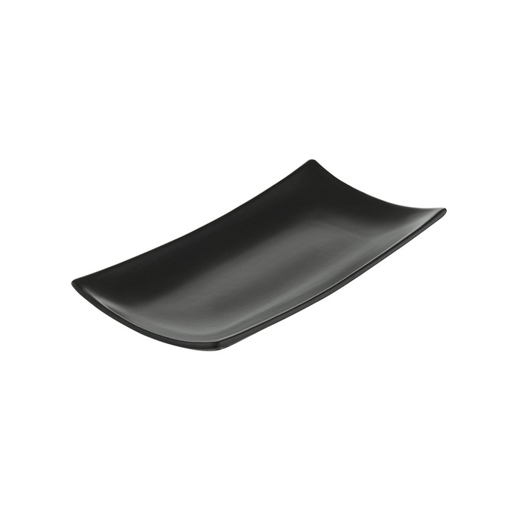 Platou servire 21.5x10cm, portelan negru, Ambition Salsa