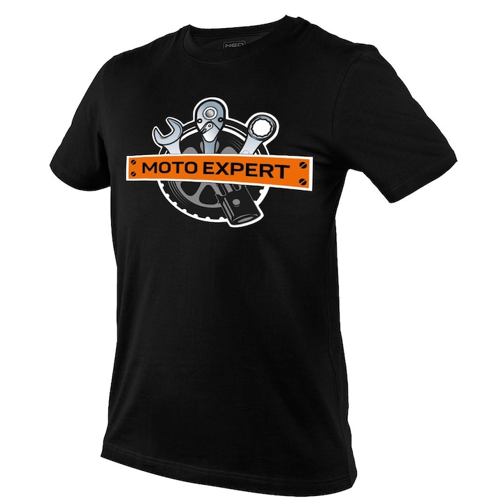 Тениска с щампа "MOTO EXPERT", черна, размер L/52, Neo