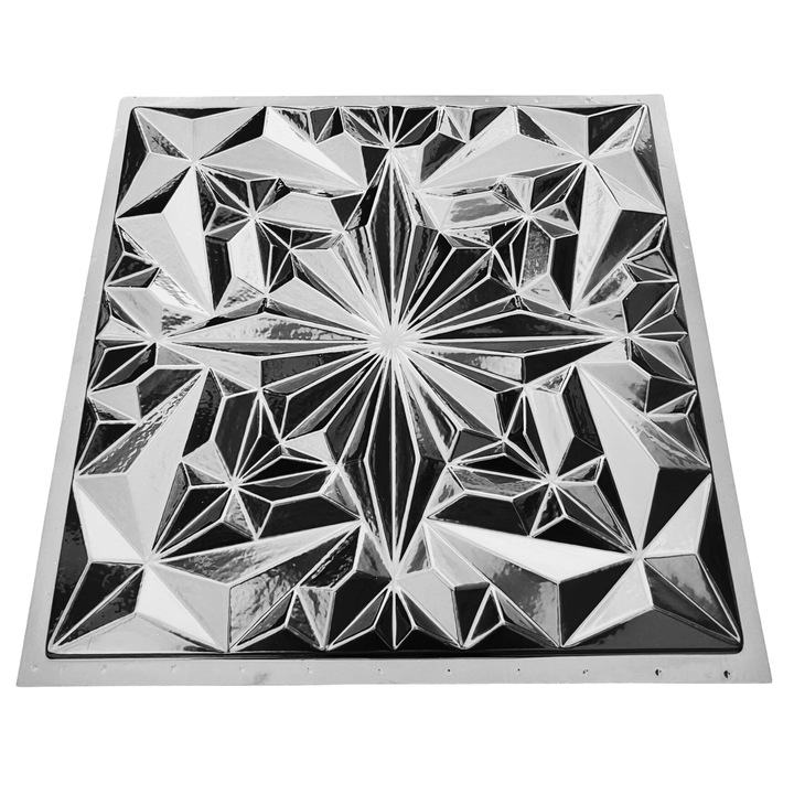 Matrita panou decorativ 3D, model Antara, plastic ABS, negru, 50x50cm