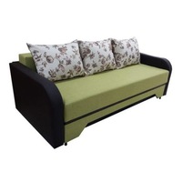Canapea Corina ABC, verde/wenge, stofa/piele ecologica