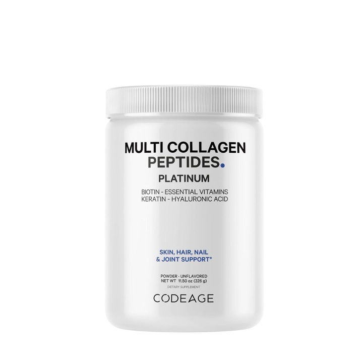Peptide de colagen cu biotina, Keratina si Acid Hialuronic, CodeAge Platinum Multi Collagen Peptides, 323 g