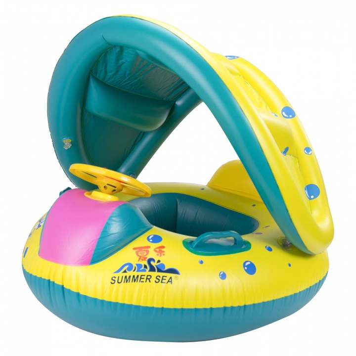 Детски плувен пояс със защита от слънце и волан