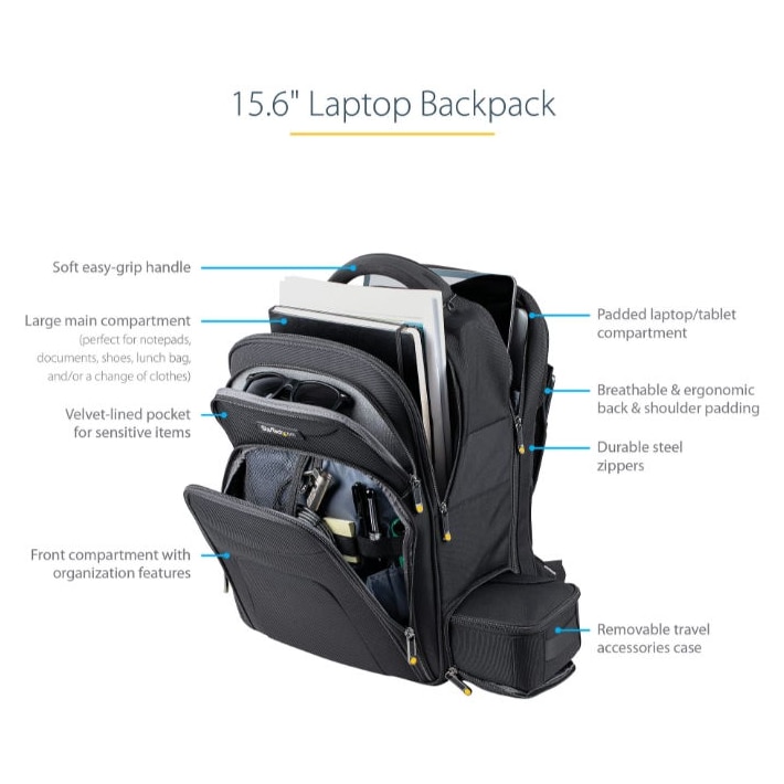 Rucsac laptop, StarTech, Nylon, 39.6 cm, (15.6"), Negru