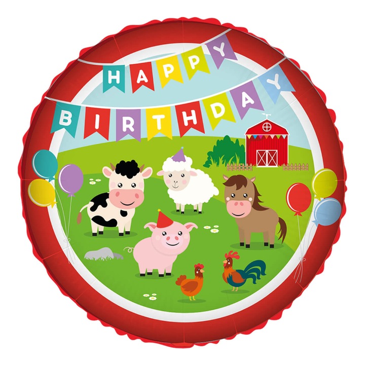 Happy Birthday Farm fólia lufi 46 cm