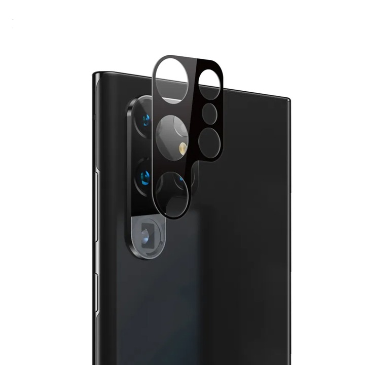 Стъклен протектор за камера Techsuit за Samsung Galaxy S24 Ultra, Черен