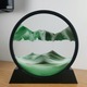Декорация за дома, бюро тип пясъчен часовник, стъкло/3D пясък, 26x27 см, черно/зелено