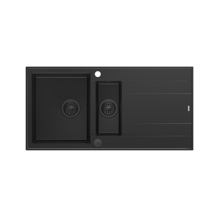 Chiuveta EVAN 156 GraniteQ cu sifon Push To Open 1,5 vas fara (1000x500x210; unitate 420x480) carbon pur / elemente din carbon pur