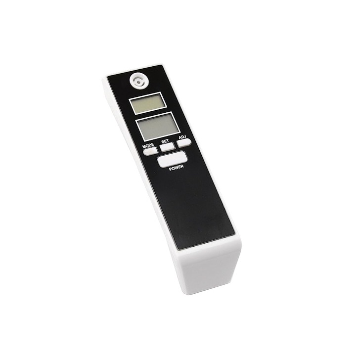 Digitális alkoholszonda, Zola®, beépített hőmérő és ébresztőóra, 119x31x22 mm, fehér/fekete