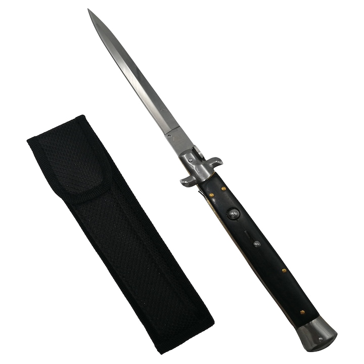 Briceag automat, Italian Blade, Stiletto, otel inoxidabil, 33 cm, husa inclusa