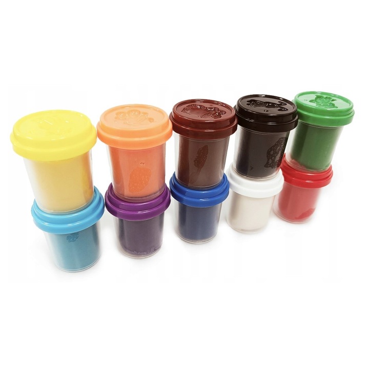 Set 10 recipiente plastilina, multicolor, 3uni+