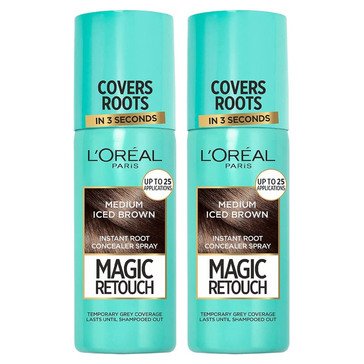 Set 2 x Spray Instant L'Oreal Paris Magic Retouch pentru Camuflarea Radacinilor Crescute, 7 Saten Rece, 75 ml