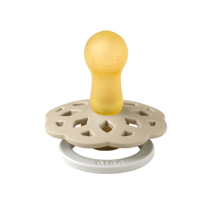 Suzeta fosforescenta Boheme GLOW Latex, tetina rotunda, 6 luni + Vanilla, BIBS