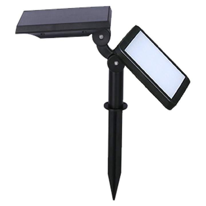 Lampa solara pentru terasa/gradina 48 de LED-uri Flippy, cu 2 moduri de fixare, senzor de lumina, IP44, material ABS, 5W, 80 lm, 26.5 cm x 14 cm, Alb Rece