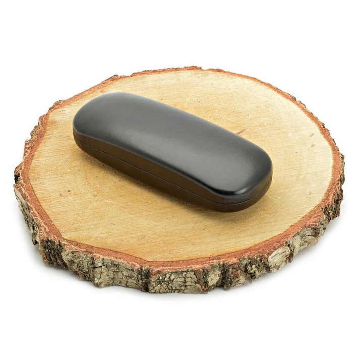 Toc pentru ochelari, Stylion, Piele naturala, 16.3 x 6.3 x 3.9 cm, Negru/Rosu