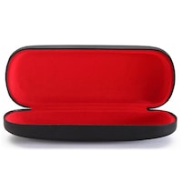Husa Rigida pentru Ochelari Stylion SQ75-RED, Protectie Maxima, Plastic Durabil, Interior Piele Sintetica Rosie, Design Unisex, Negru Exterior, pentru Vedere si Soare, 16.3 x 6.3 x 3.9 cm