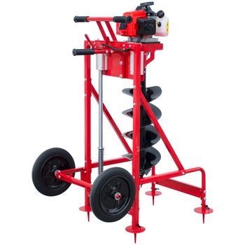 Motoburghiu pe benzina cu cadru si roti Rotakt MTBG680/884, putere 2.8 CP, 68.7 CC, 2 timpi, raport transmisie 30:1, contine : burghiu 25 cm diametru + cadru cu roti