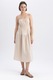 DeFacto, Rochie midi evazata, Bej, 38
