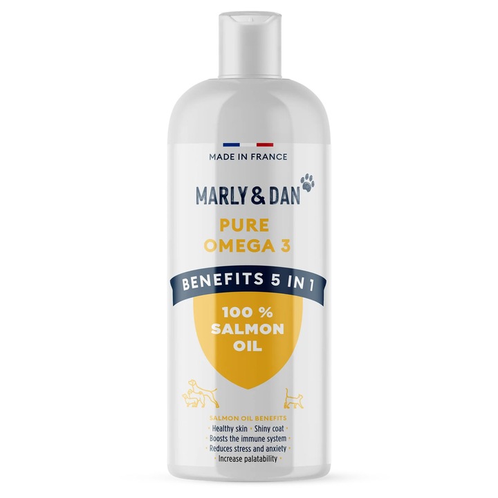 Ulei de somon pur, pentru caini si pisici, Omega-3, Marly&Dan, 250ml