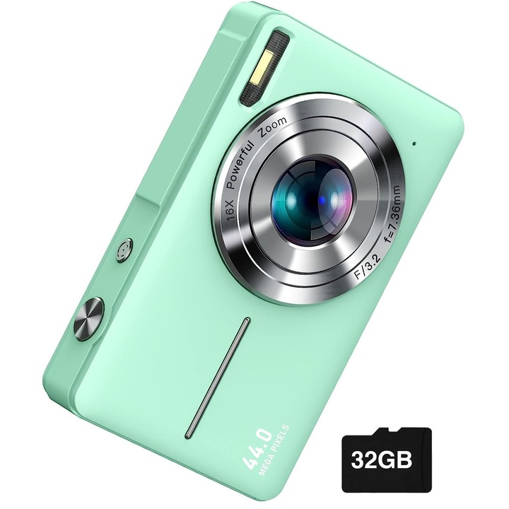 Комплект цифров фотоапарат и SD карта 32GB, 4K, 44MP, EXCITAT®, джоб с 16X увеличение
