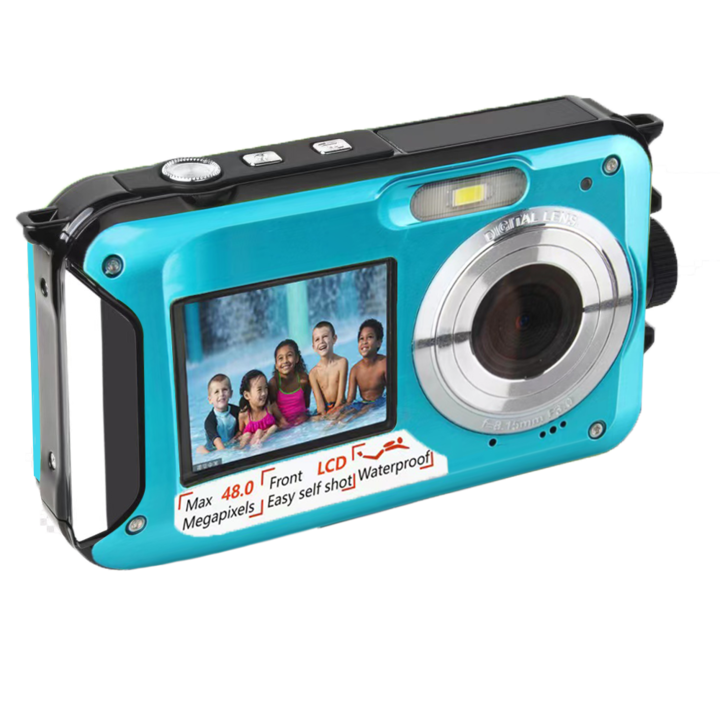 Подводен фотоапарат Excitat, 3 m, 2.7K, HD видео, 48MP, Син