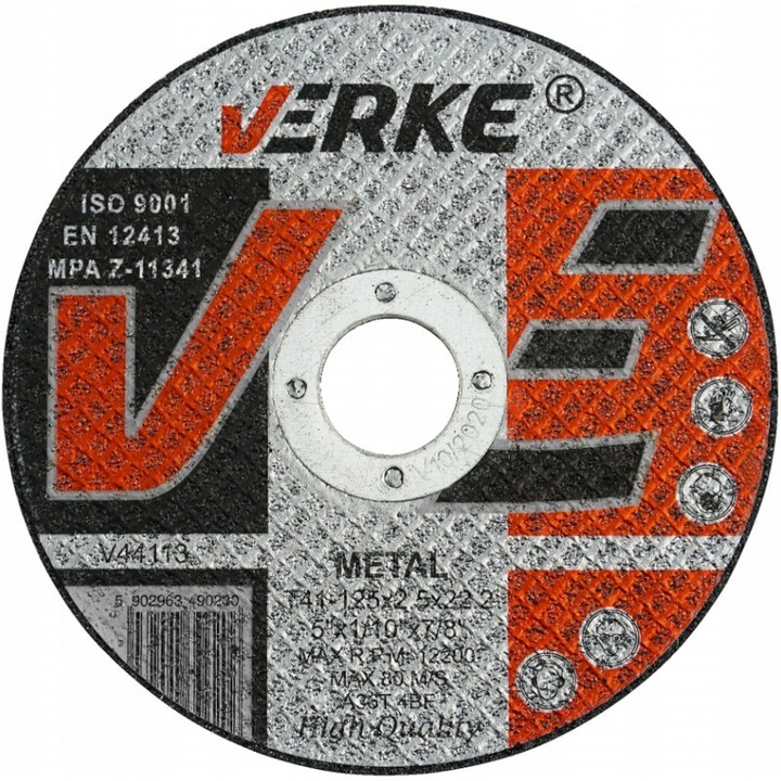 Disc pentru taiere metal Verke, 125x2,5x22,2 mm