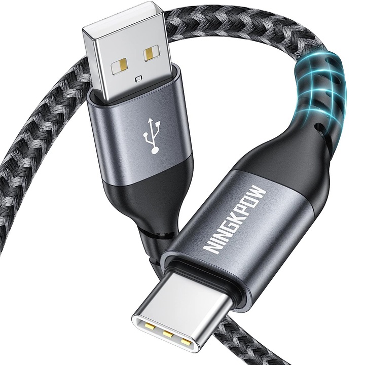 Cablu incarcare/date, NINGKPOW, USB A la USB C, fast charge, pentru Android, iPhone, Huawei, Kindle, 1 m
