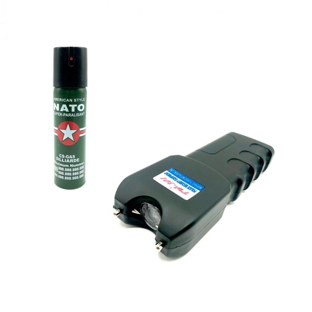 Kit Autoaparare cu Electrosoc TW301 si Spray Paralizant NATO 60ml eMAG.ro