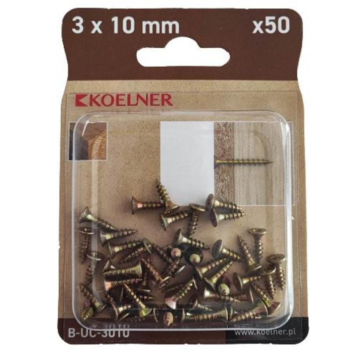 Koelner faforgácslap csavar 3 x 10 mm, 50 db-os