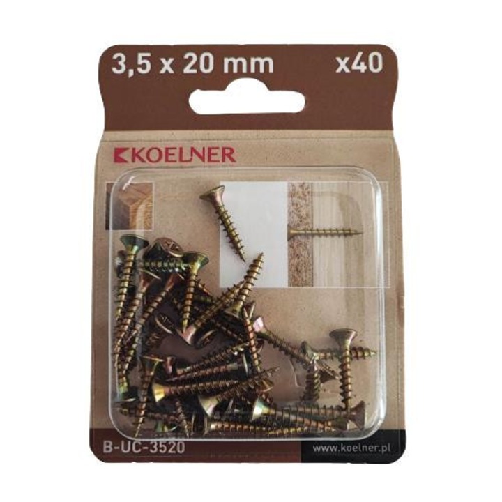 Koelner faforgácslap csavar 3,5 x 20 mm, 40 db-os