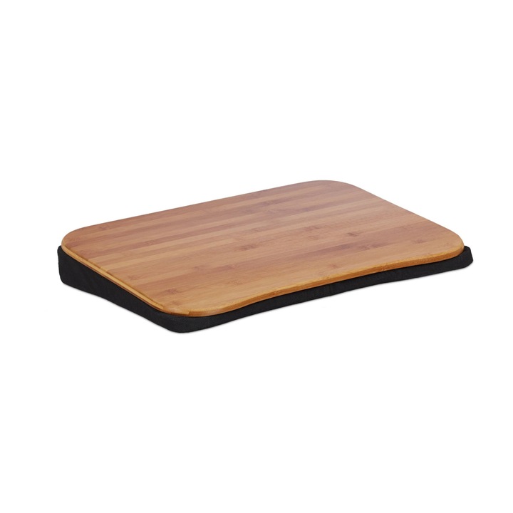 Suport pentru laptop din bambus, perna detasabila, maner de transport, 51 x 37 cm