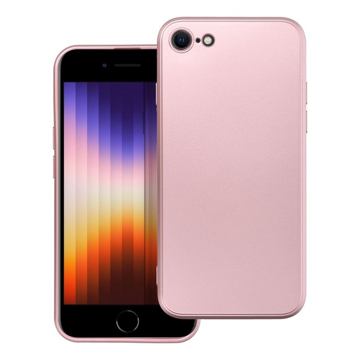 iPhone 7 / 8 / SE 2020 / SE 2022 kompatibilis szilikon hátlaptok, mikroszálas belsővel, rózsaszín, Metallic