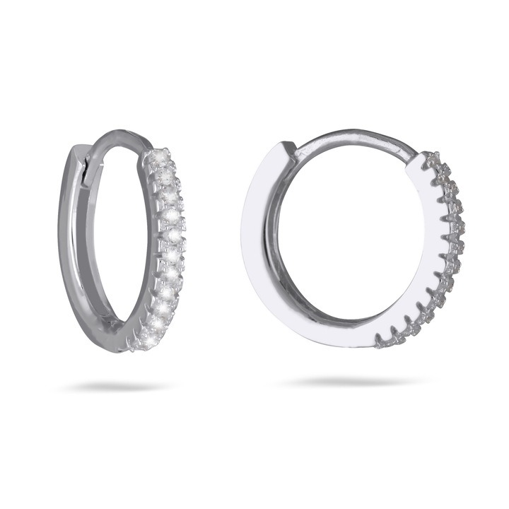 Обеци LTD Lily Les Trésors de Lily Sissi P2376, Дебелина: 2 mm, диаметър: 15 mm, Сребро, Бял