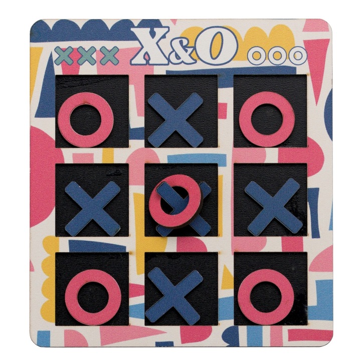 Joc interactiv Tic-Tac-Toe, X si 0, lemn, de buzunar, Cino, OnemisFlot