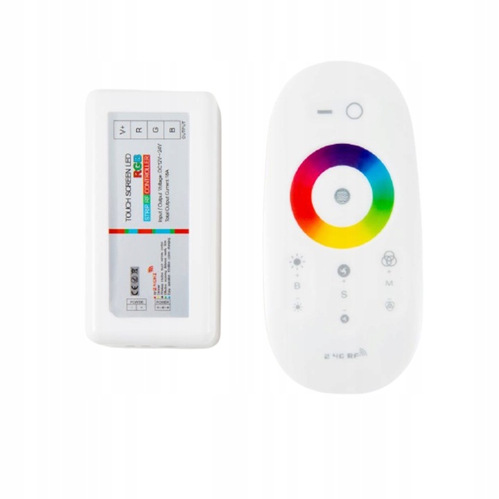 Controler LED RGB cu telecomanda tactila, 12-24V, 72W, 85x45x23mm, Alb