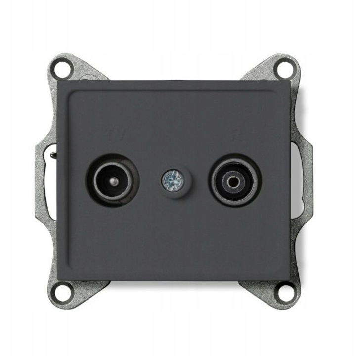 ТВ контакт, ABS, 16A, 250V, Графит