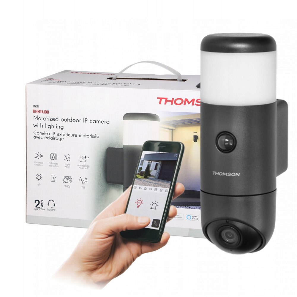 Camera de supraveghere cu iluminare, Thomson, Wi-Fi, Full HD, Negru ...
