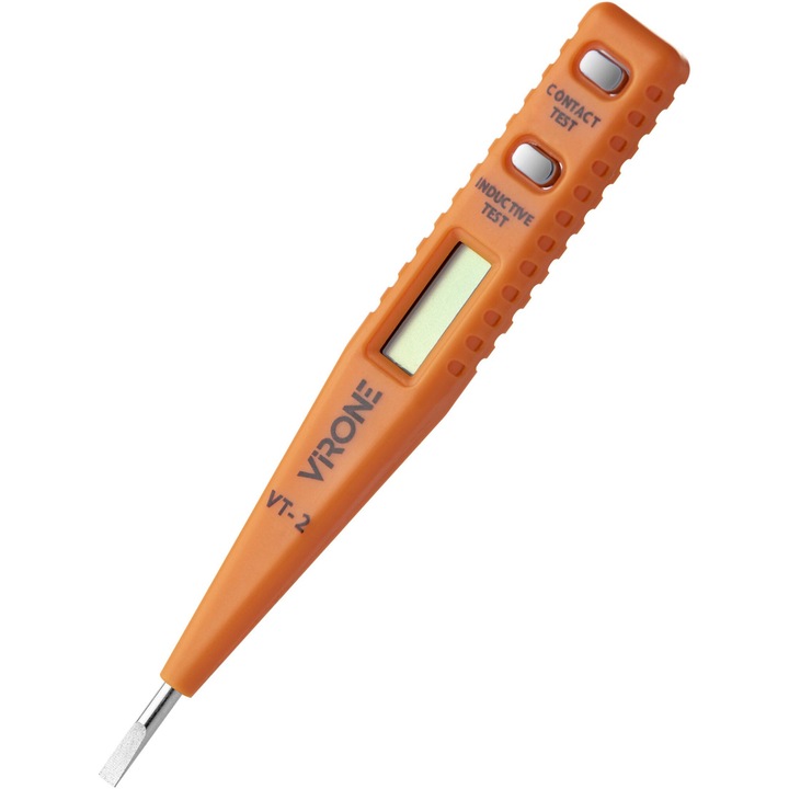 Tester electronic de tensiune Virone VT-2, 5 in 1, prezenta, masurare, inductie, continuitate, polaritate DC, Portocaliu