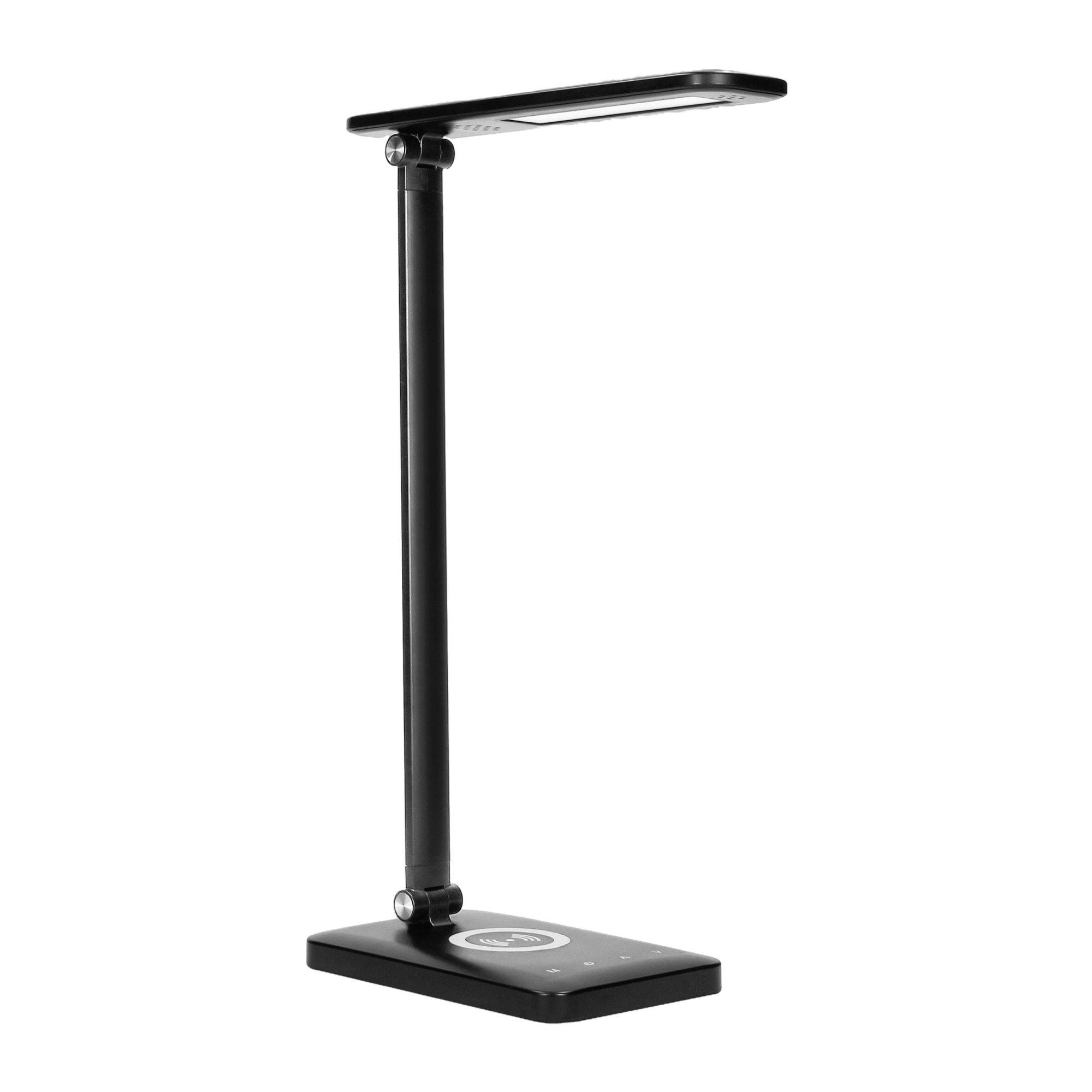 Lampa de birou Virone Isiyo DL-5/B, 7W, 390 lm, incarcator wireless, port USB, dimmer, 3000/4000/6000K, Aluminiu, Negru, Clasa energetica G