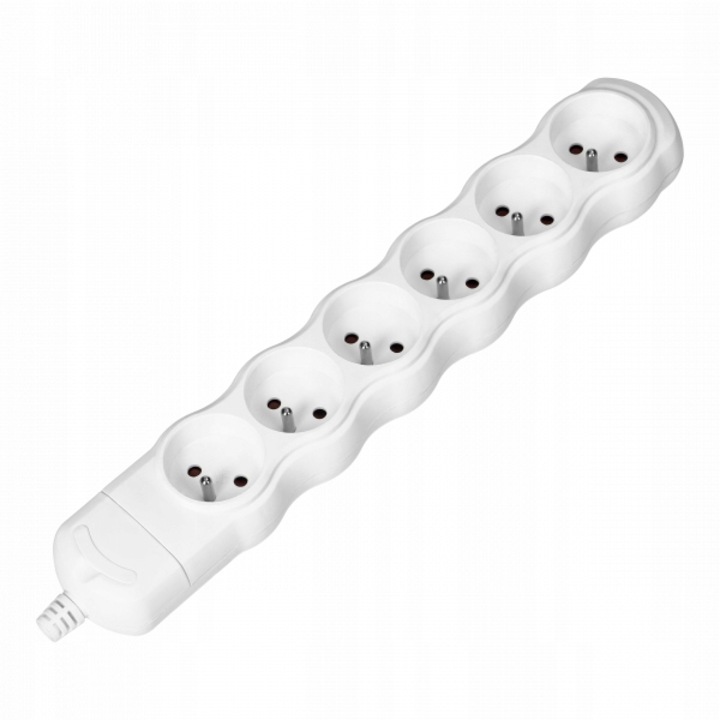 Удължител без кабел, ORNO, Пластмаса, 6 гнезда, 16A, 230V, Бял