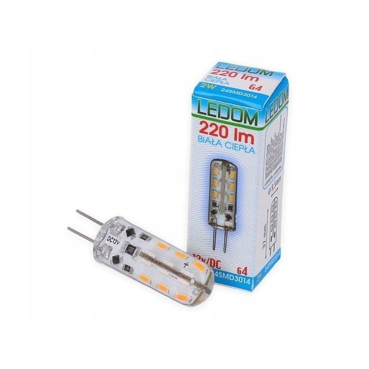 Bec LED, G4, Silicon, 2W, 12V, Culoare Calda, LEDom