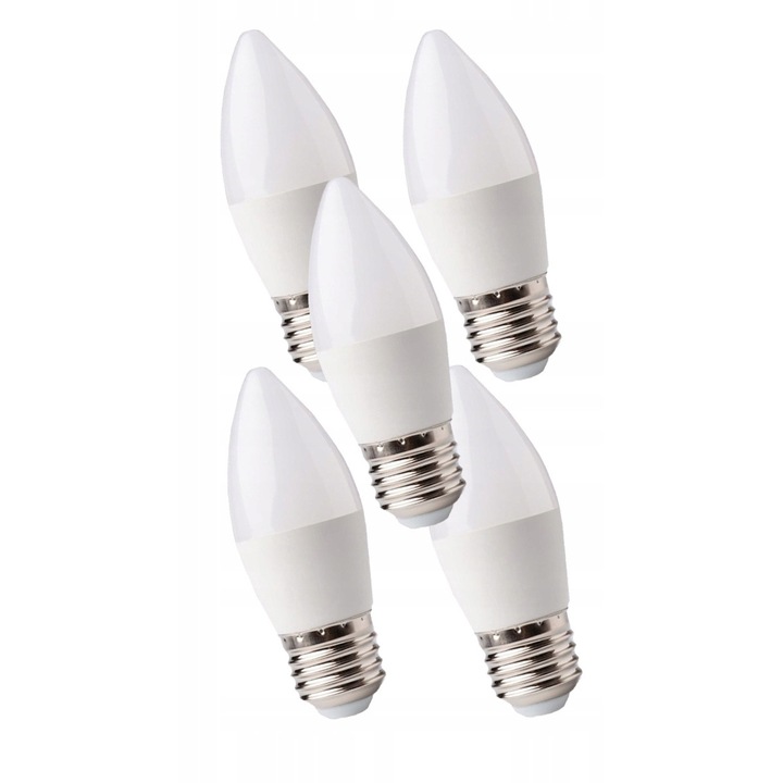 Set 5x BEC LED, E27, 7W, ALB NEUTRU, 7W=60W