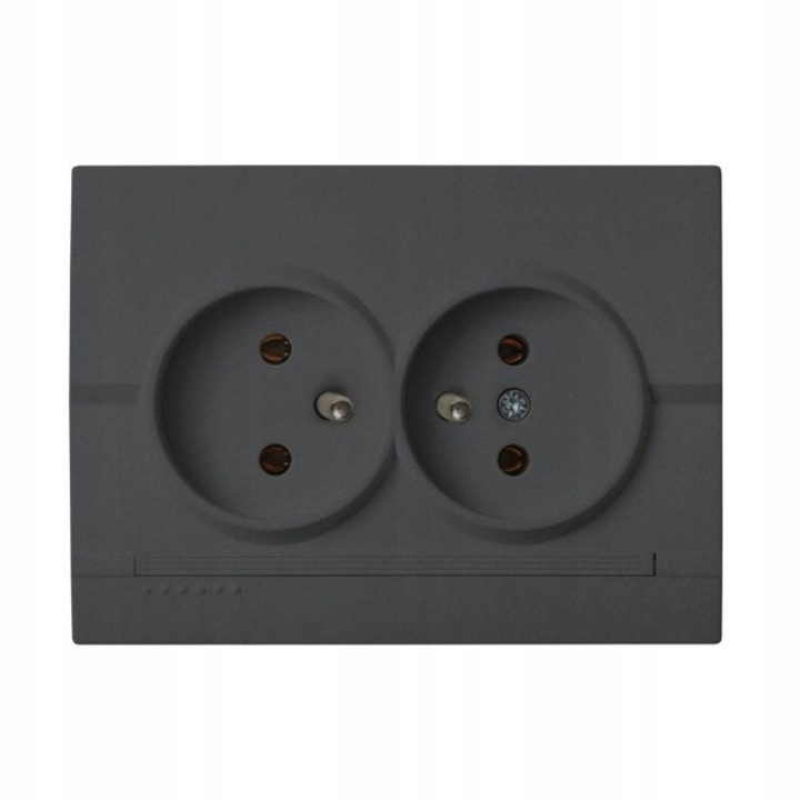 Priza dubla franceza, Kanlux, ABS, 16A, 250V, Gri grafit