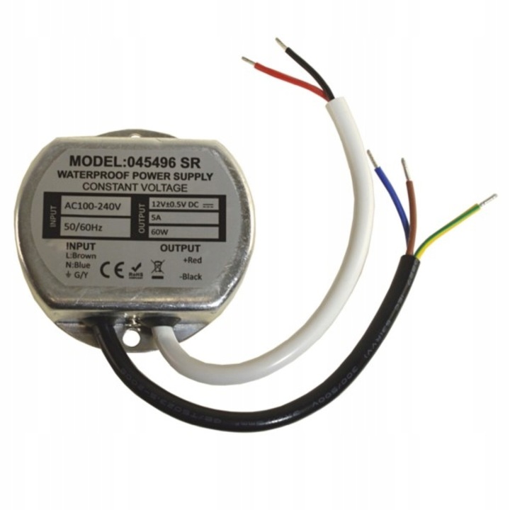 Sursa de alimentare LED, 60W, 12V, IP67, Argintiu