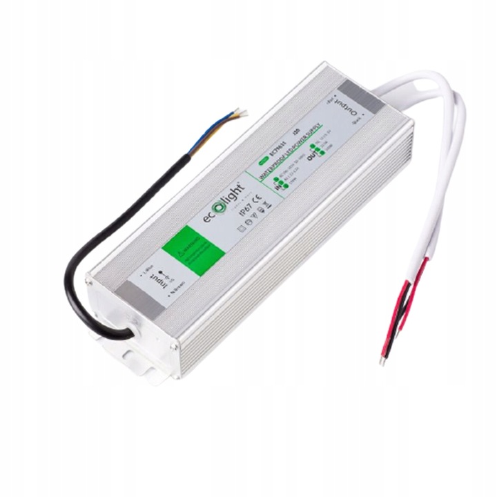 Transformator iluminat LED, Ecolight, Aluminiu, 150W, IP67, 214x65x40mm, Gri