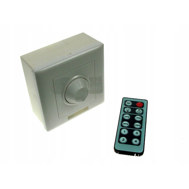 LED dimmer kézi, 350mA, 12-24V, 8.76x8.76x4.1cm, távirányítós vezérlés